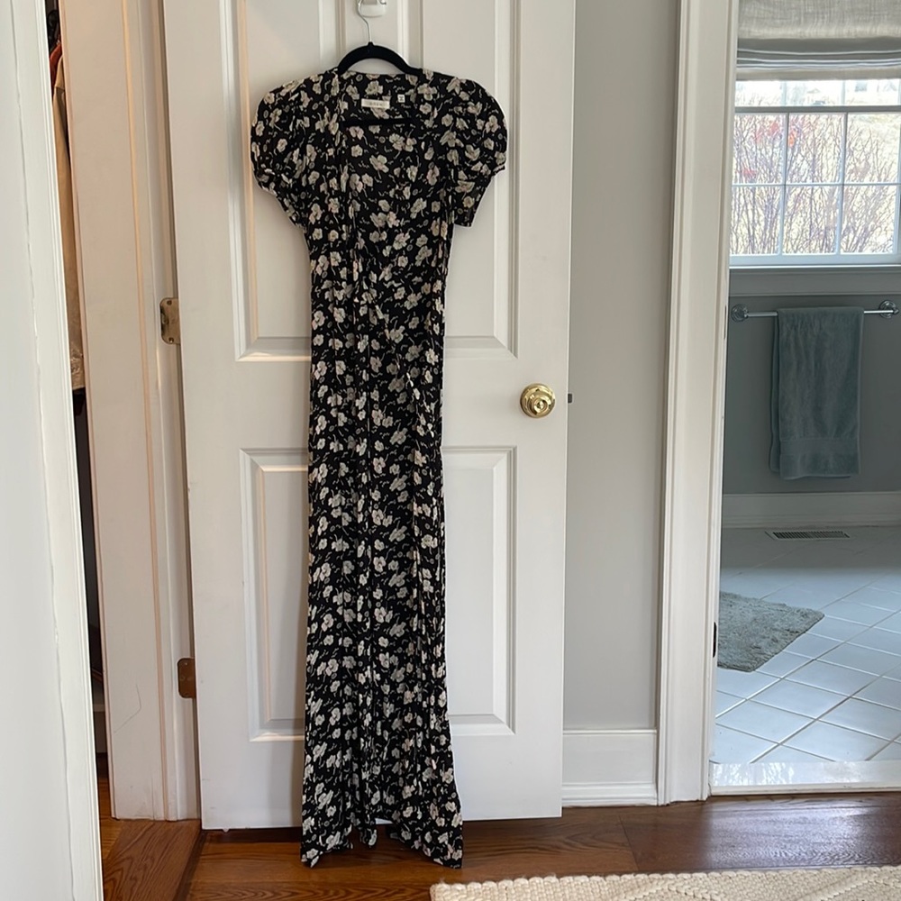 Dôen silky floral maxi wrap dress